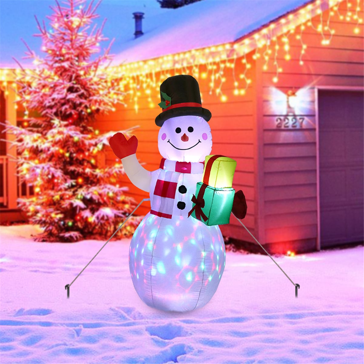 Надувной светящийся снеговик «Счастливого рождества» купить на Алиэкспресс